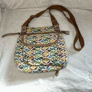 Fossil Patterned Colorful Shoulder Crossbody Bag
